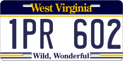 WV license plate 1PR602