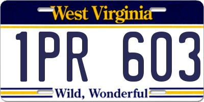 WV license plate 1PR603