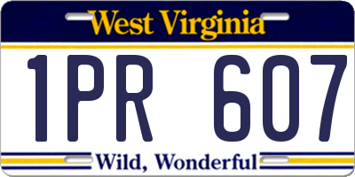 WV license plate 1PR607