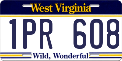 WV license plate 1PR608