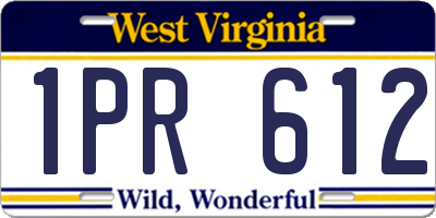 WV license plate 1PR612
