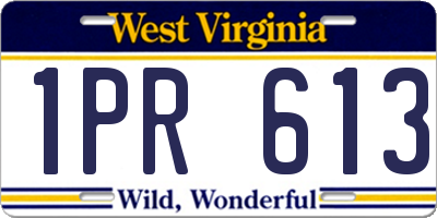 WV license plate 1PR613