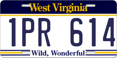 WV license plate 1PR614
