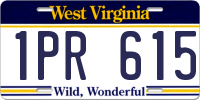 WV license plate 1PR615