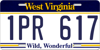 WV license plate 1PR617