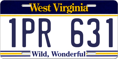 WV license plate 1PR631