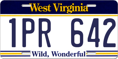 WV license plate 1PR642