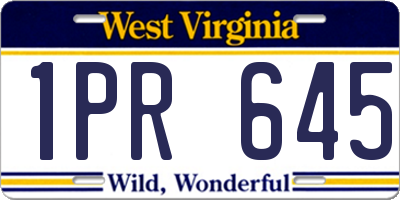 WV license plate 1PR645