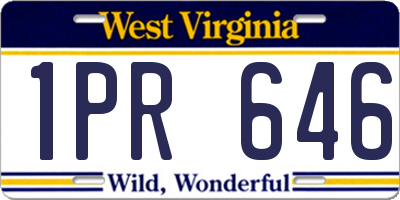 WV license plate 1PR646