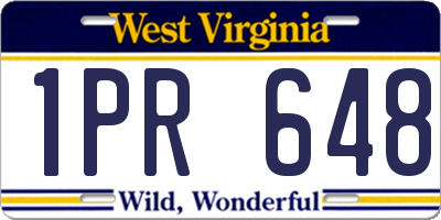 WV license plate 1PR648