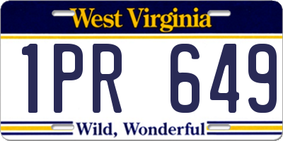 WV license plate 1PR649