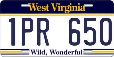 WV license plate 1PR650