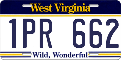 WV license plate 1PR662