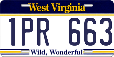 WV license plate 1PR663