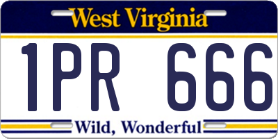 WV license plate 1PR666