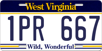 WV license plate 1PR667