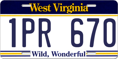 WV license plate 1PR670