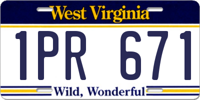 WV license plate 1PR671
