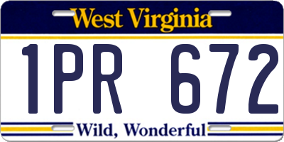 WV license plate 1PR672