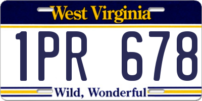 WV license plate 1PR678