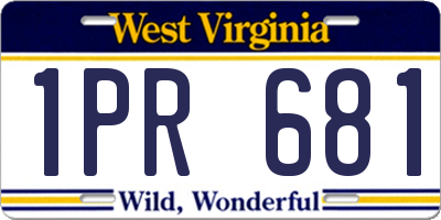 WV license plate 1PR681