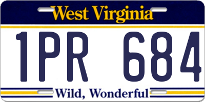 WV license plate 1PR684