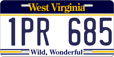 WV license plate 1PR685