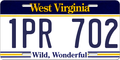 WV license plate 1PR702