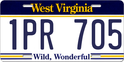 WV license plate 1PR705