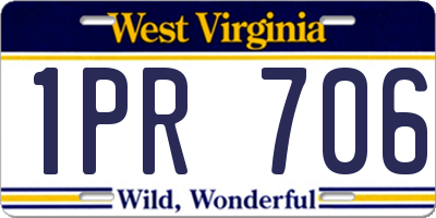 WV license plate 1PR706
