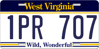WV license plate 1PR707