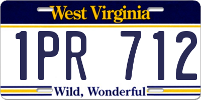 WV license plate 1PR712