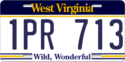 WV license plate 1PR713