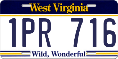 WV license plate 1PR716