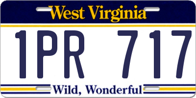 WV license plate 1PR717