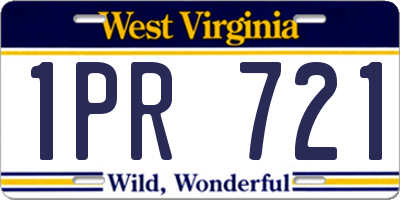 WV license plate 1PR721