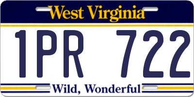 WV license plate 1PR722