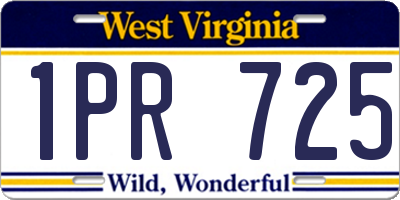 WV license plate 1PR725
