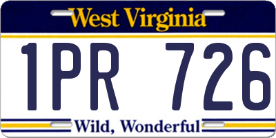 WV license plate 1PR726