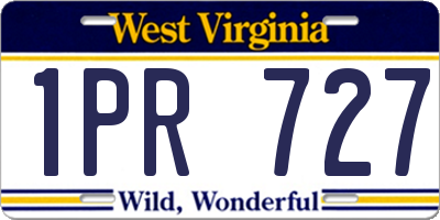 WV license plate 1PR727