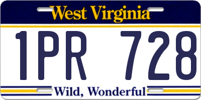 WV license plate 1PR728