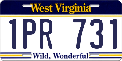 WV license plate 1PR731