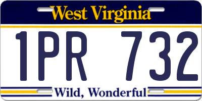 WV license plate 1PR732