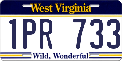 WV license plate 1PR733