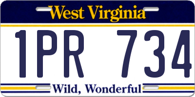 WV license plate 1PR734