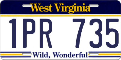 WV license plate 1PR735