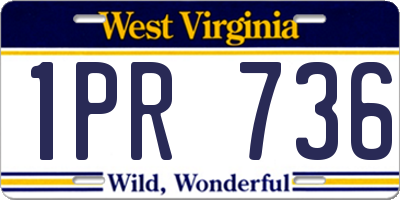 WV license plate 1PR736