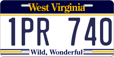 WV license plate 1PR740