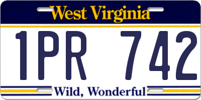 WV license plate 1PR742