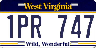 WV license plate 1PR747